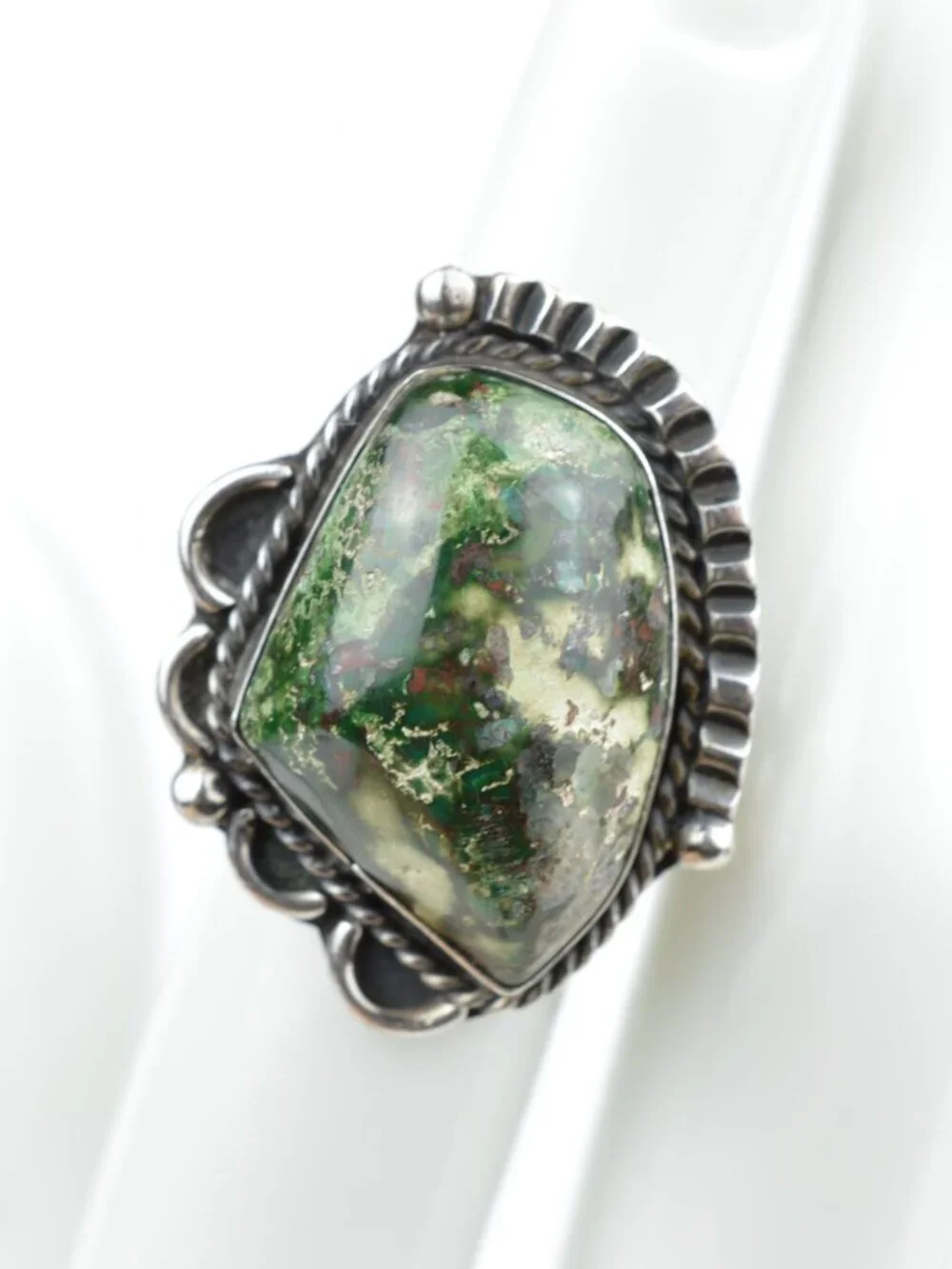 Vintage Taxco Mexico Sterling Silver Dragon's Blood Jasper Ring Size 5 IRD 925